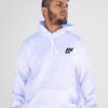 Buzo canguro oversize blanco con estampa de logo de marca Mau streetwear